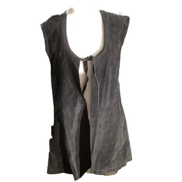 Hip Black Leather Vest Women’s Size Large – Boho, Festival, Tie-Front - Picture 1 of 6